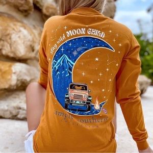 NWT Simply Southern gold long sleeve boho stay wild moon child graphic shirt M